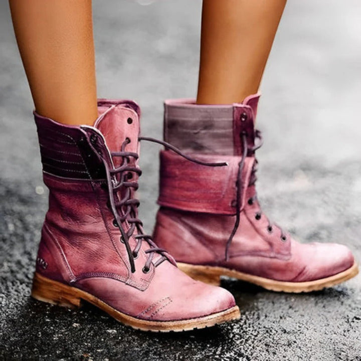 Women's Vintage Lace-Up Combat Ankle Boots