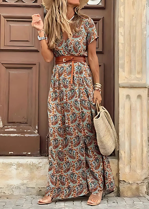 Airy Boho Maxi Dress With Matching Belt
