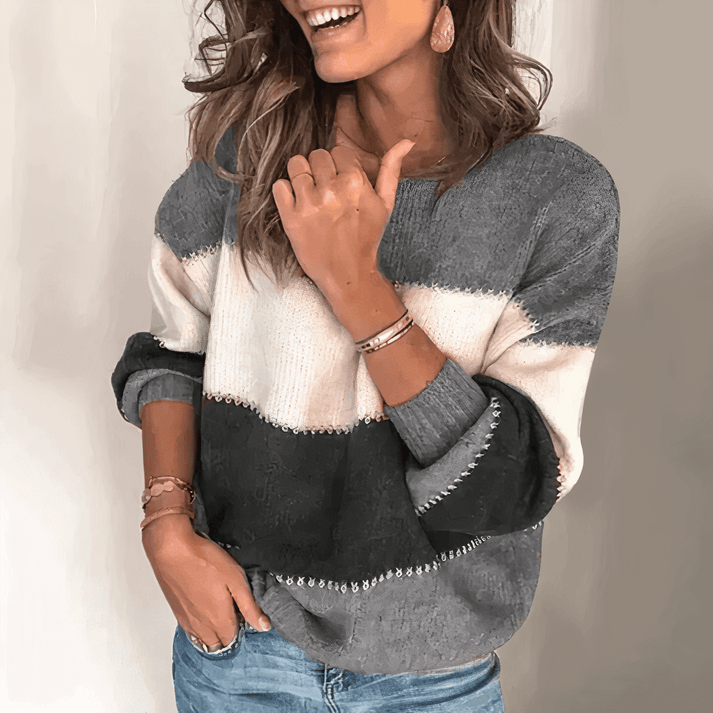 Colour Block Knit Sweater For Women