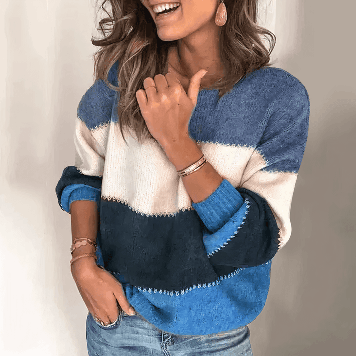 Colour Block Knit Sweater For Women