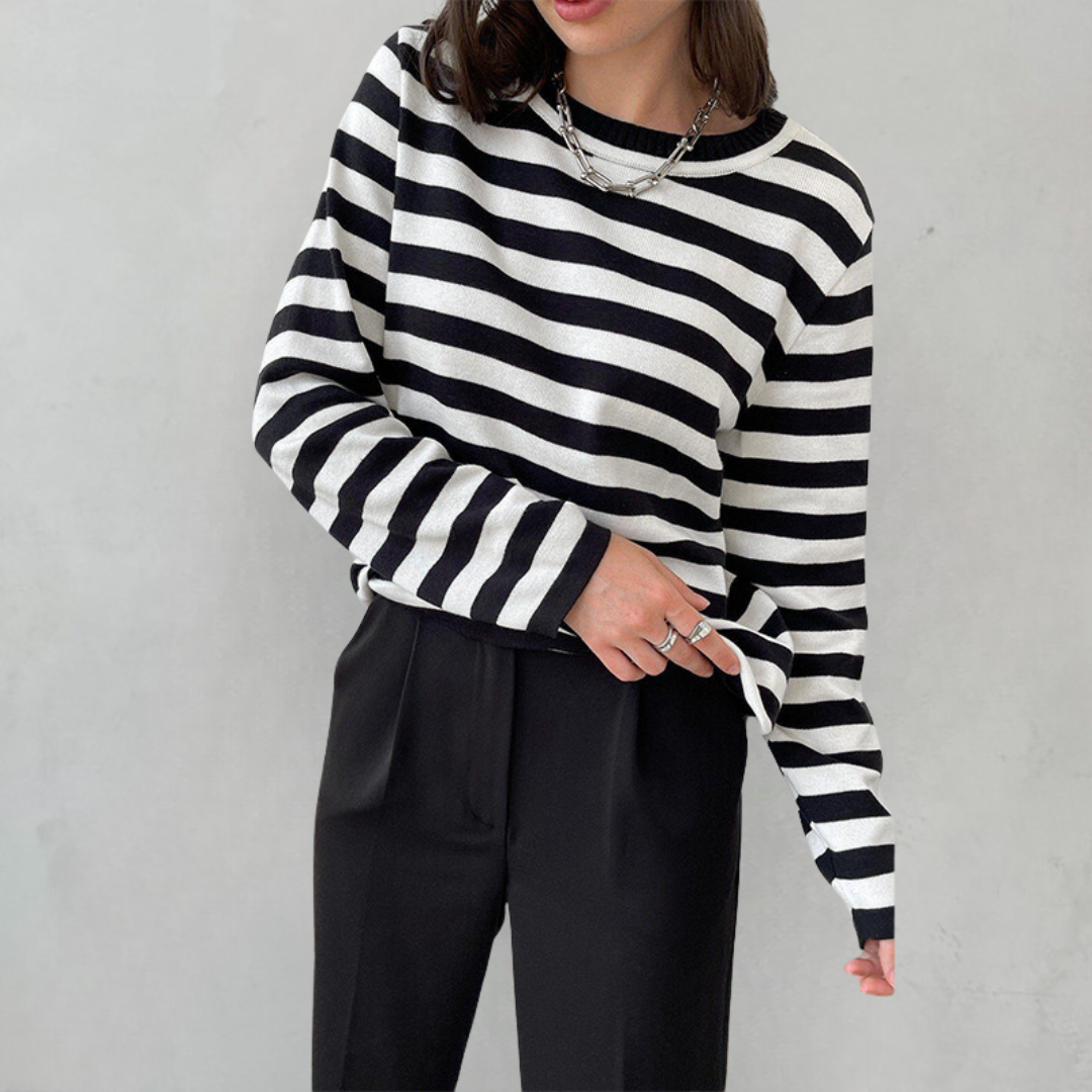 Women's Striped Long Sleeve Sweater