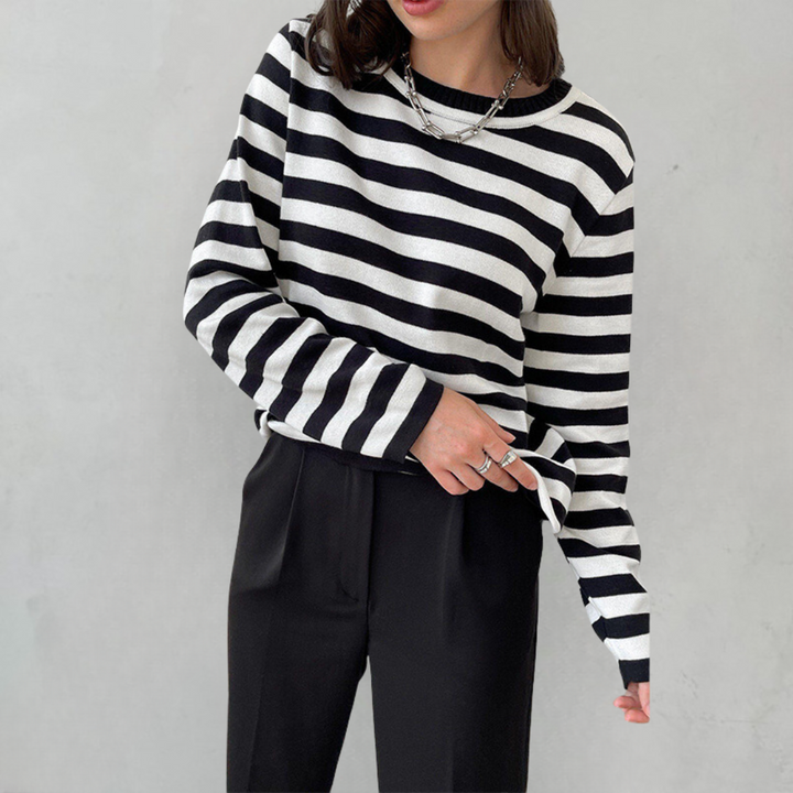 Women's Striped Long Sleeve Sweater