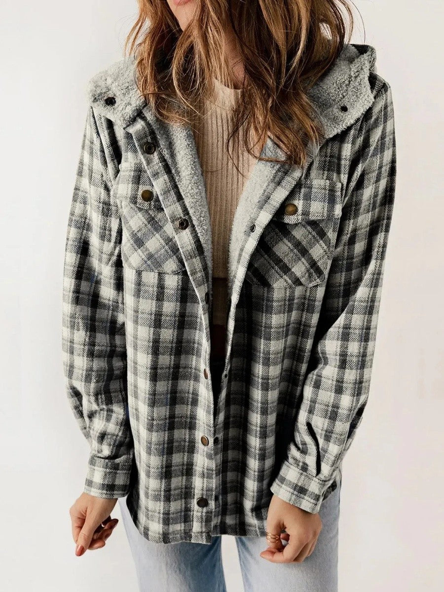 Women's Hooded Plaid Jacket