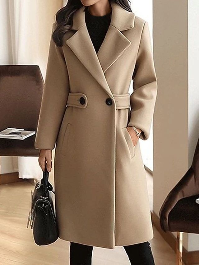 Premium Belted Long Wool Coat For Women