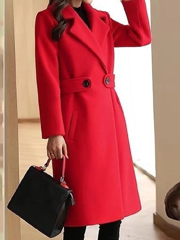 Premium Belted Long Wool Coat For Women