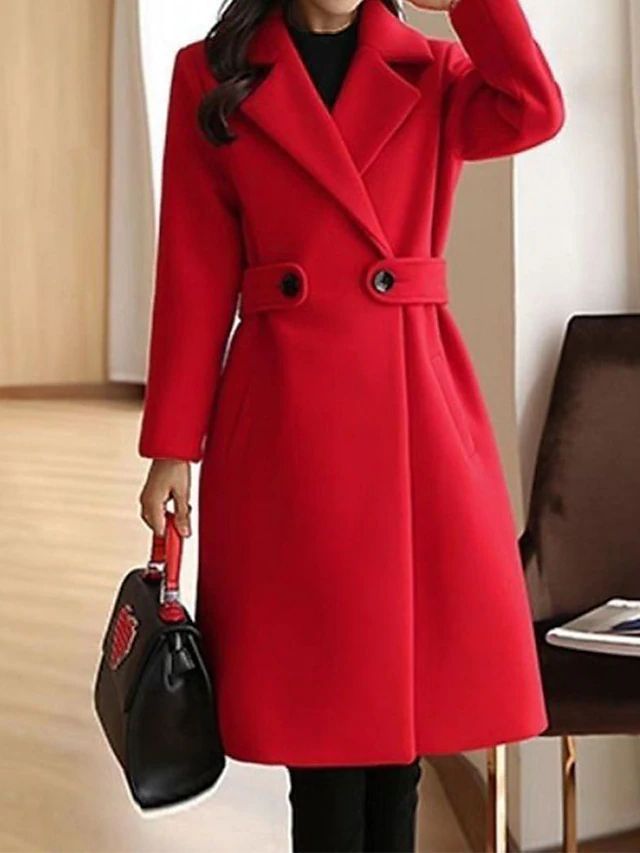 Premium Belted Long Wool Coat For Women