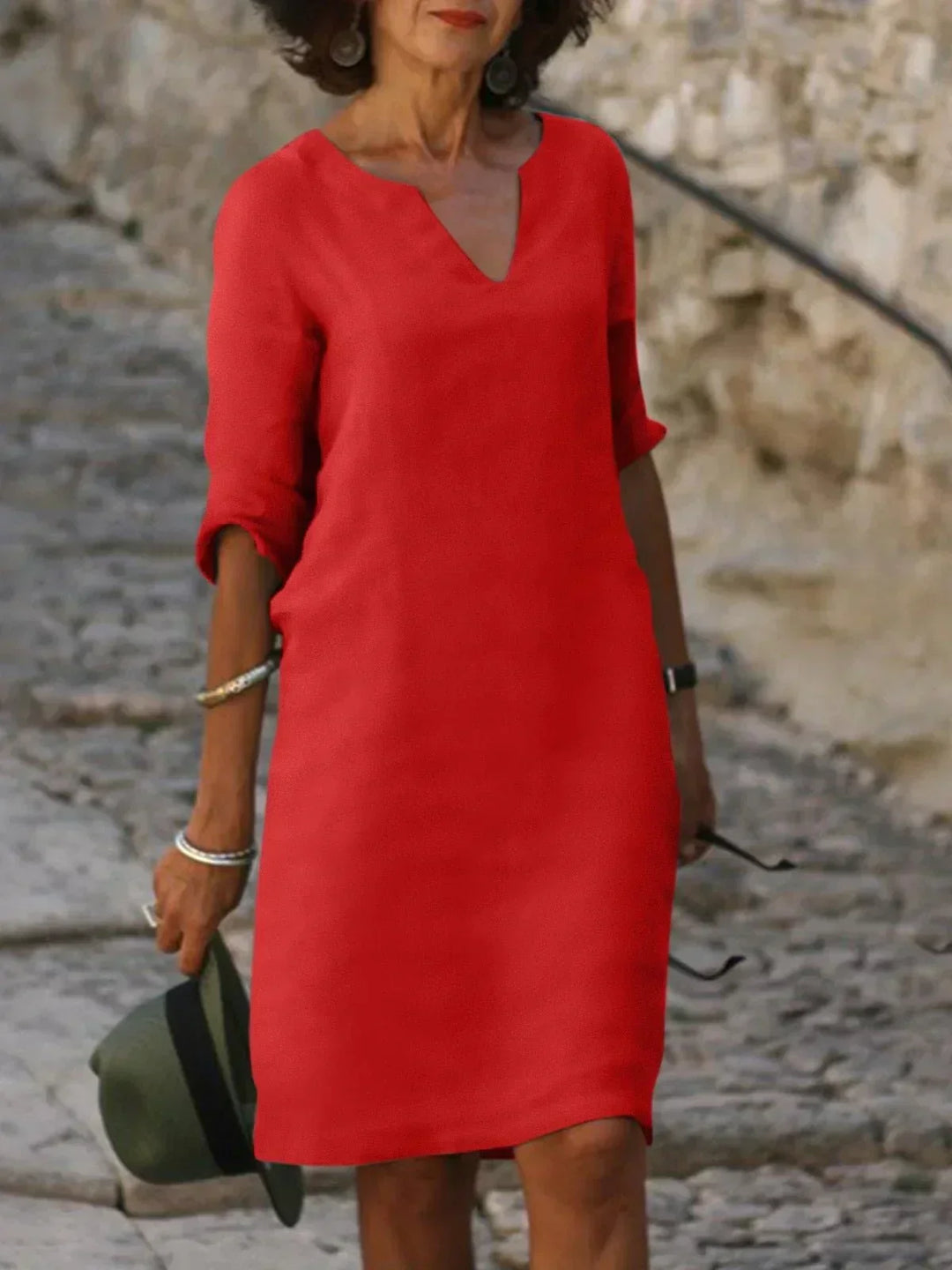 Elegant Dress with V-Neck