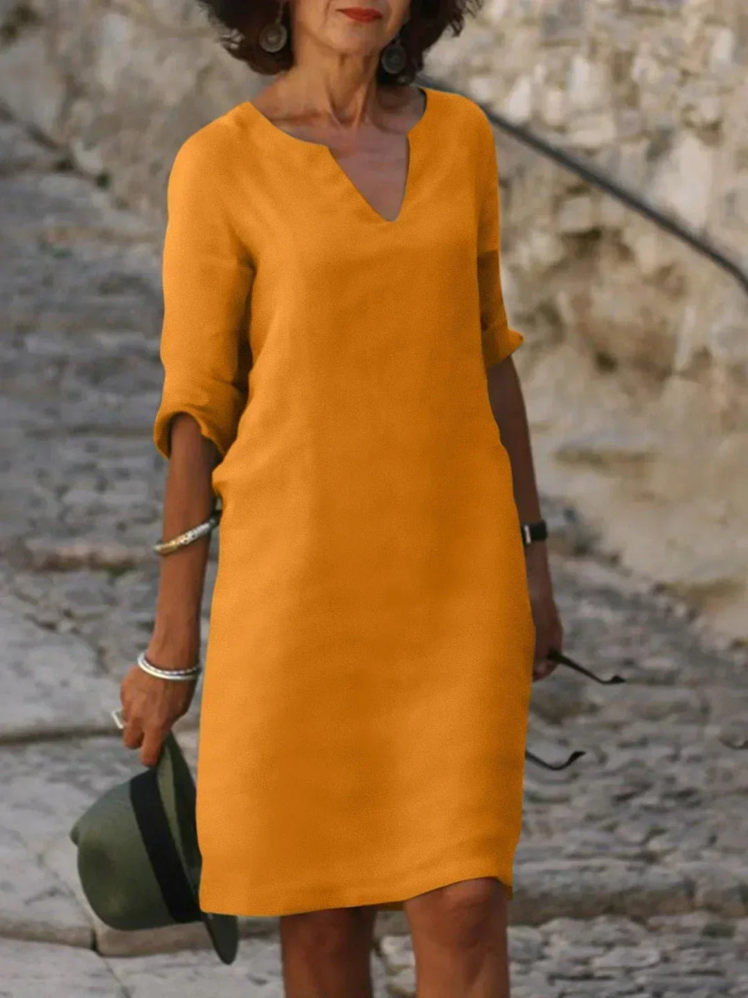 Elegant Dress with V-Neck