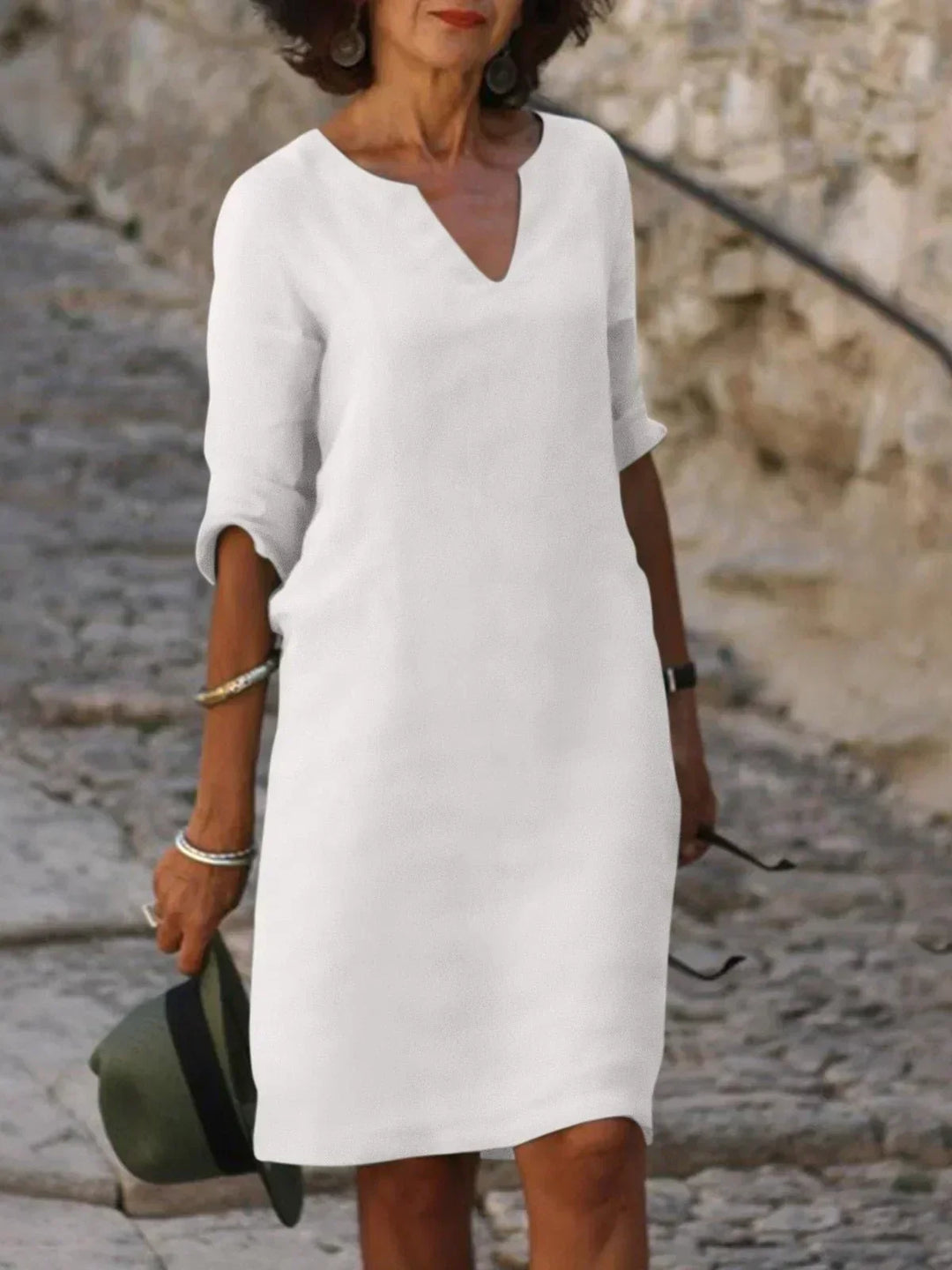 Elegant Dress with V-Neck