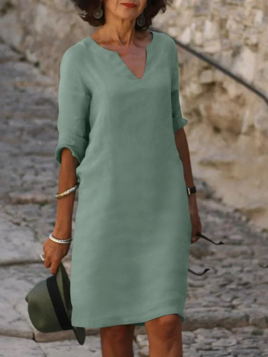Elegant Dress with V-Neck