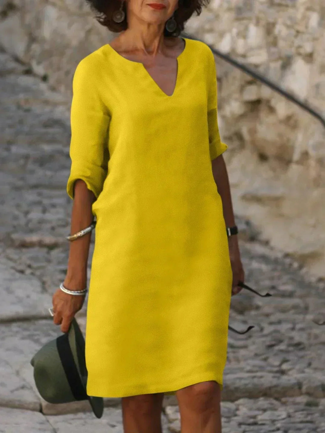 Elegant Dress with V-Neck