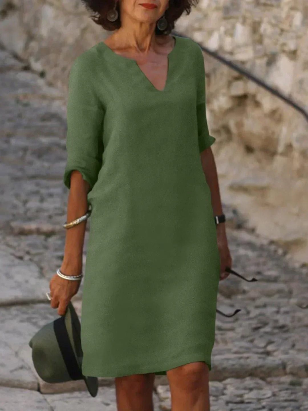 Elegant Dress with V-Neck