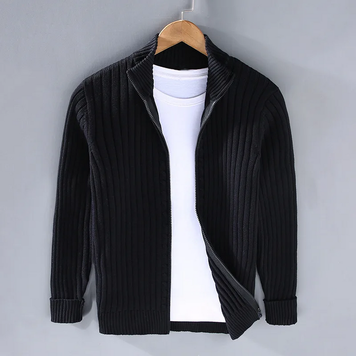 Shetland Wool Zip Cardigan For Men