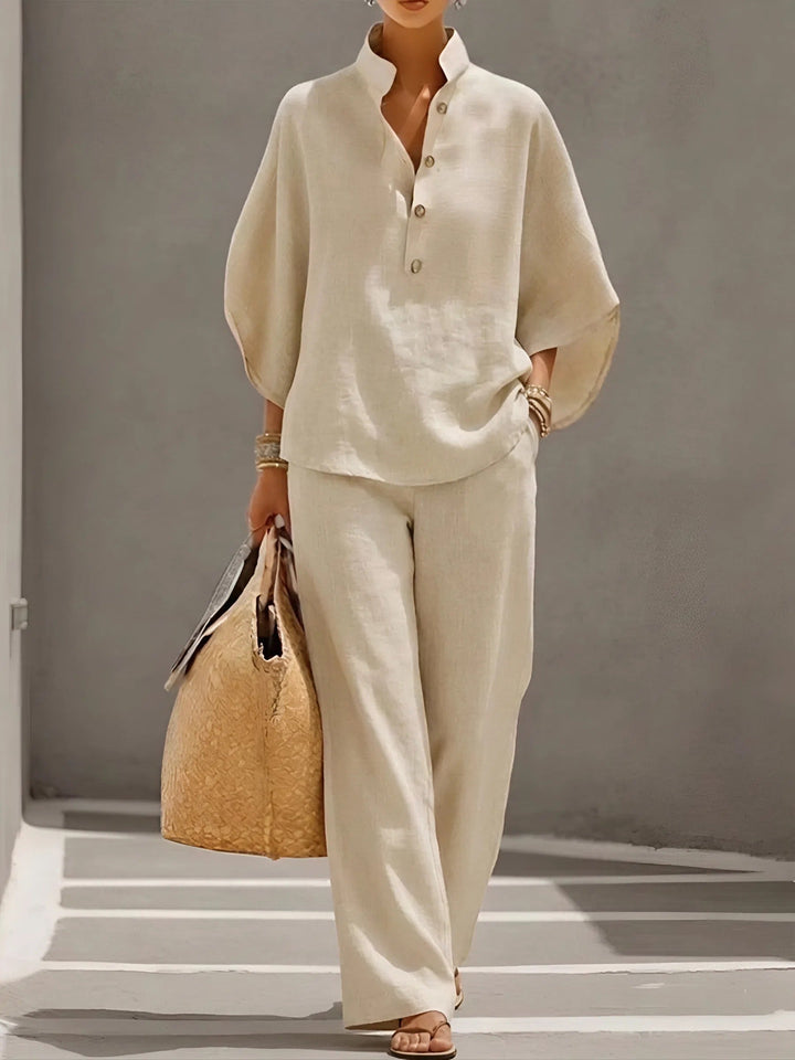 Elegant Wide Leg and Collar 2 Piece Set