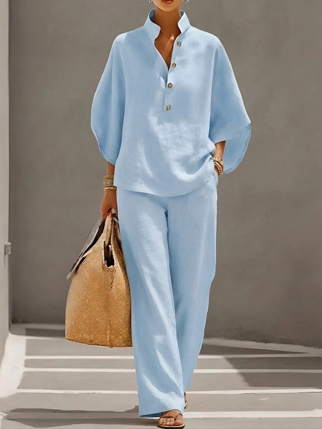 Elegant Wide Leg and Collar 2 Piece Set