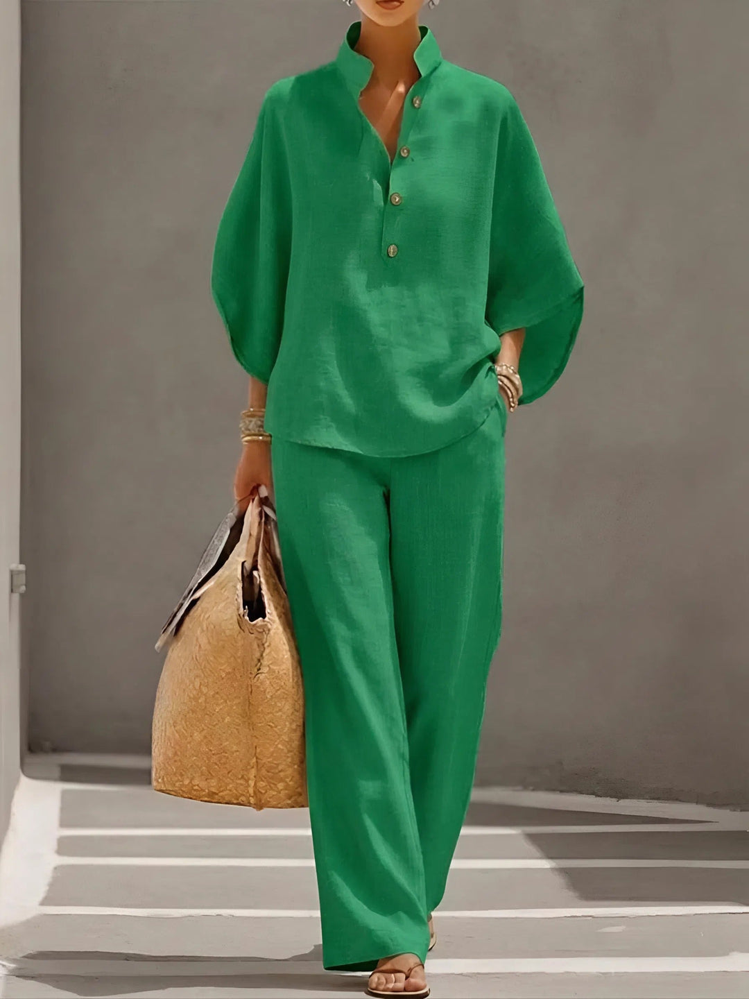 Elegant Wide Leg and Collar 2 Piece Set