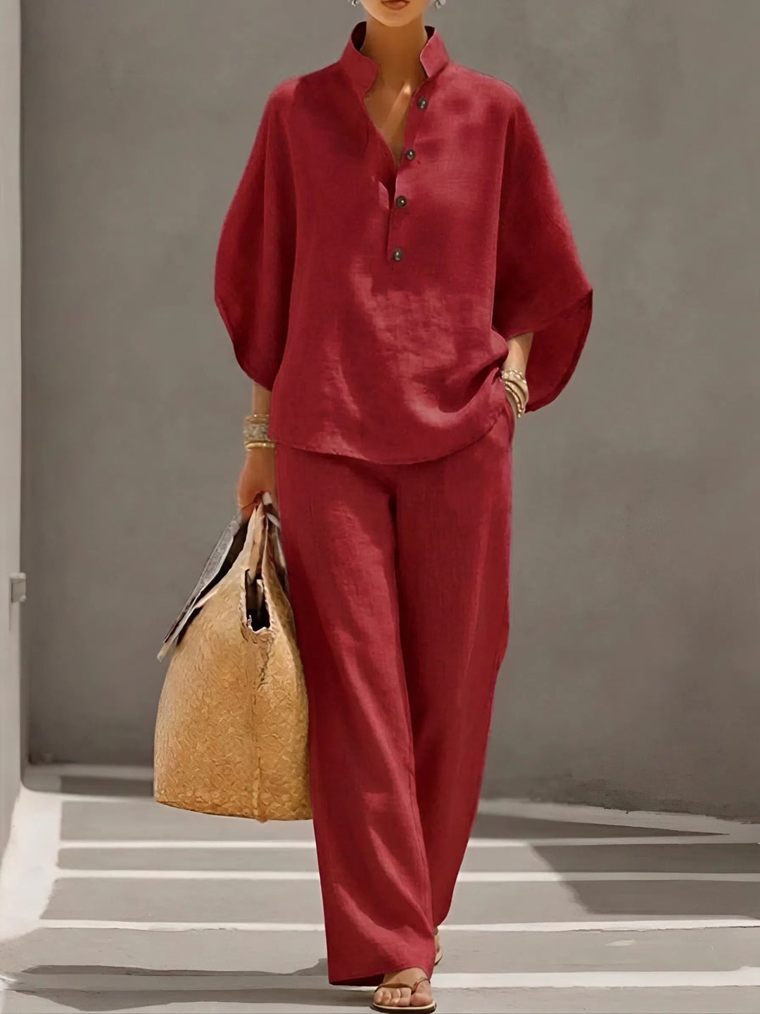 Elegant Wide Leg and Collar 2 Piece Set