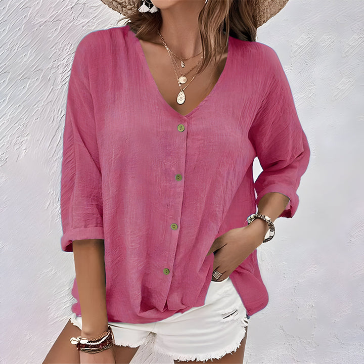 Casual Relaxed Button-Up Blouse