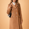 Luxury Double-Breasted Long Coat For Women