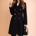 Luxury Double-Breasted Long Coat For Women
