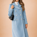 Luxury Double-Breasted Long Coat For Women