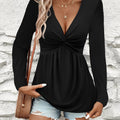 Draped V-Neck Top With Luxe Twist Detail