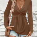Draped V-Neck Top With Luxe Twist Detail