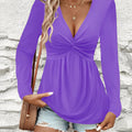 Draped V-Neck Top With Luxe Twist Detail