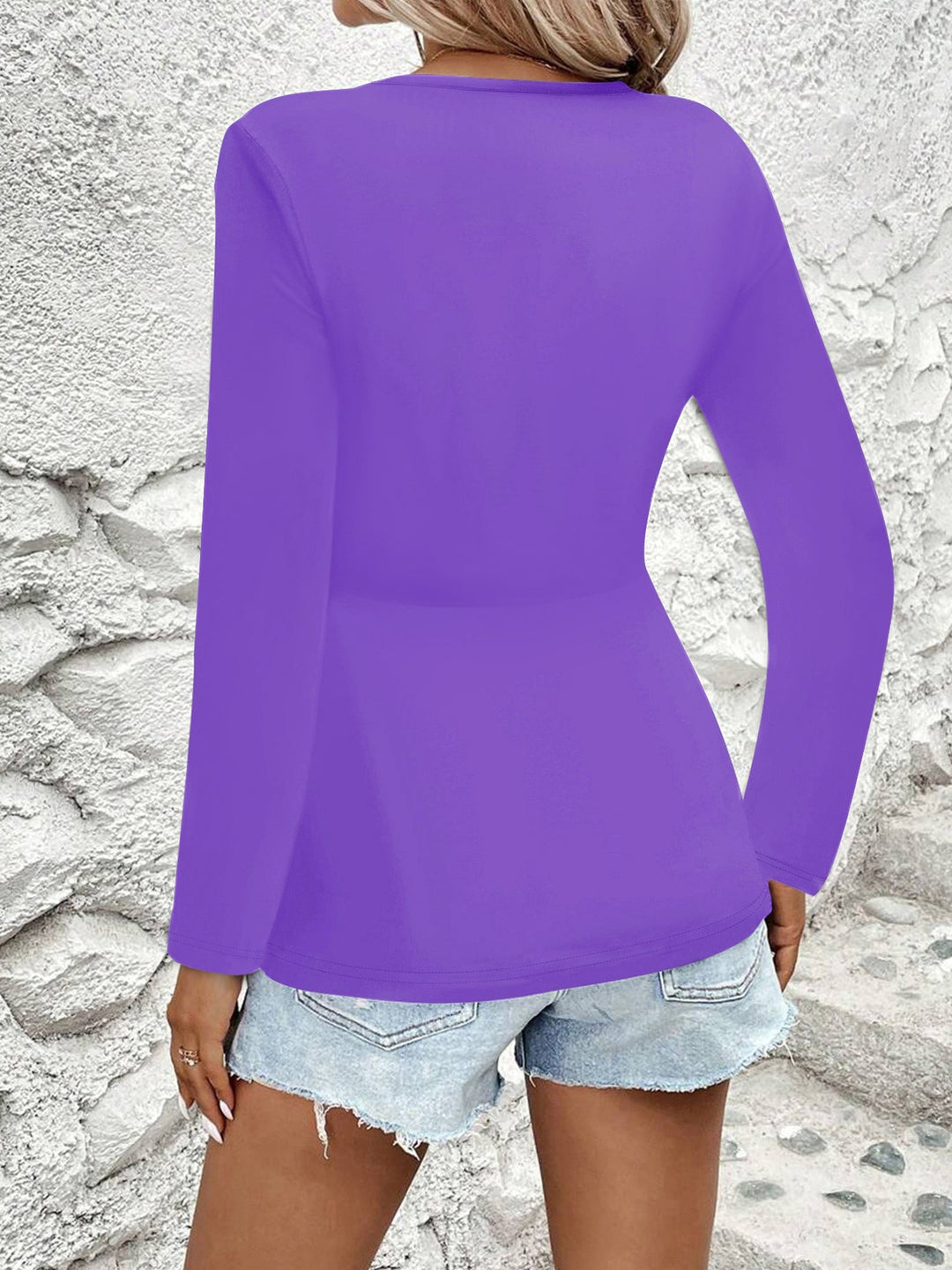 Draped V-Neck Top With Luxe Twist Detail
