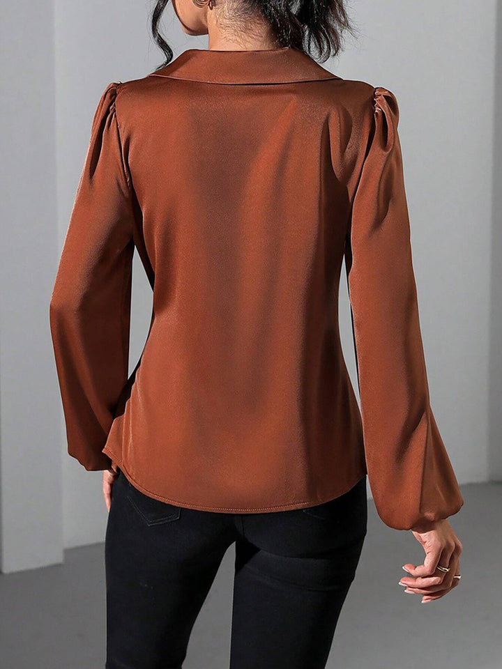 Satin Wrap Tie Blouse