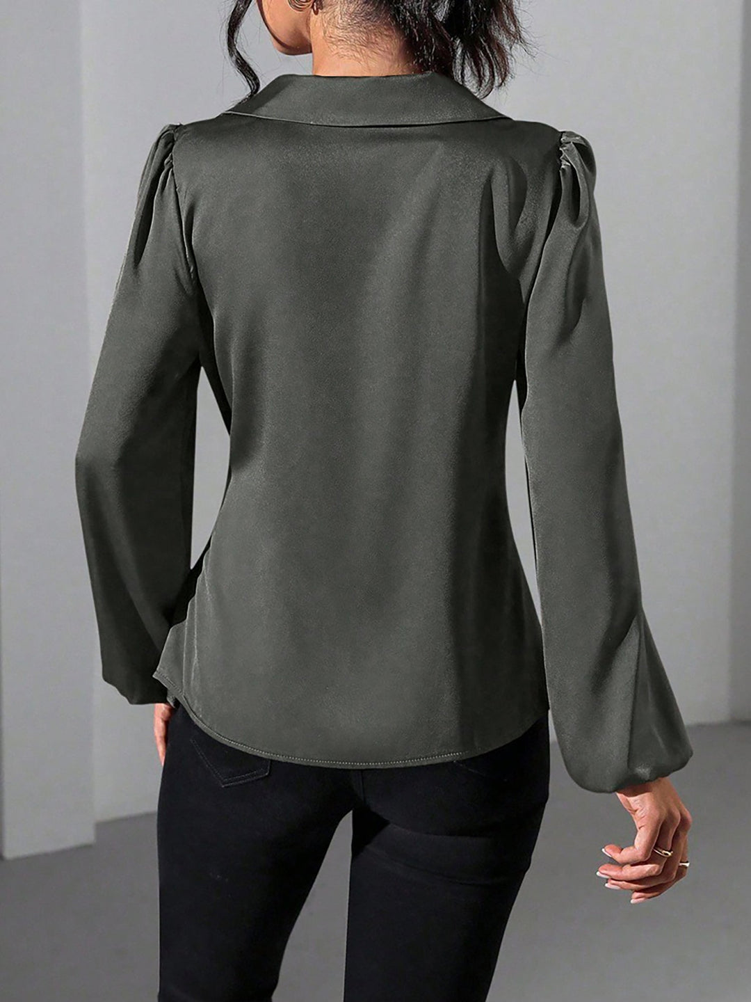 Satin Wrap Tie Blouse