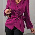 Satin Wrap Tie Blouse