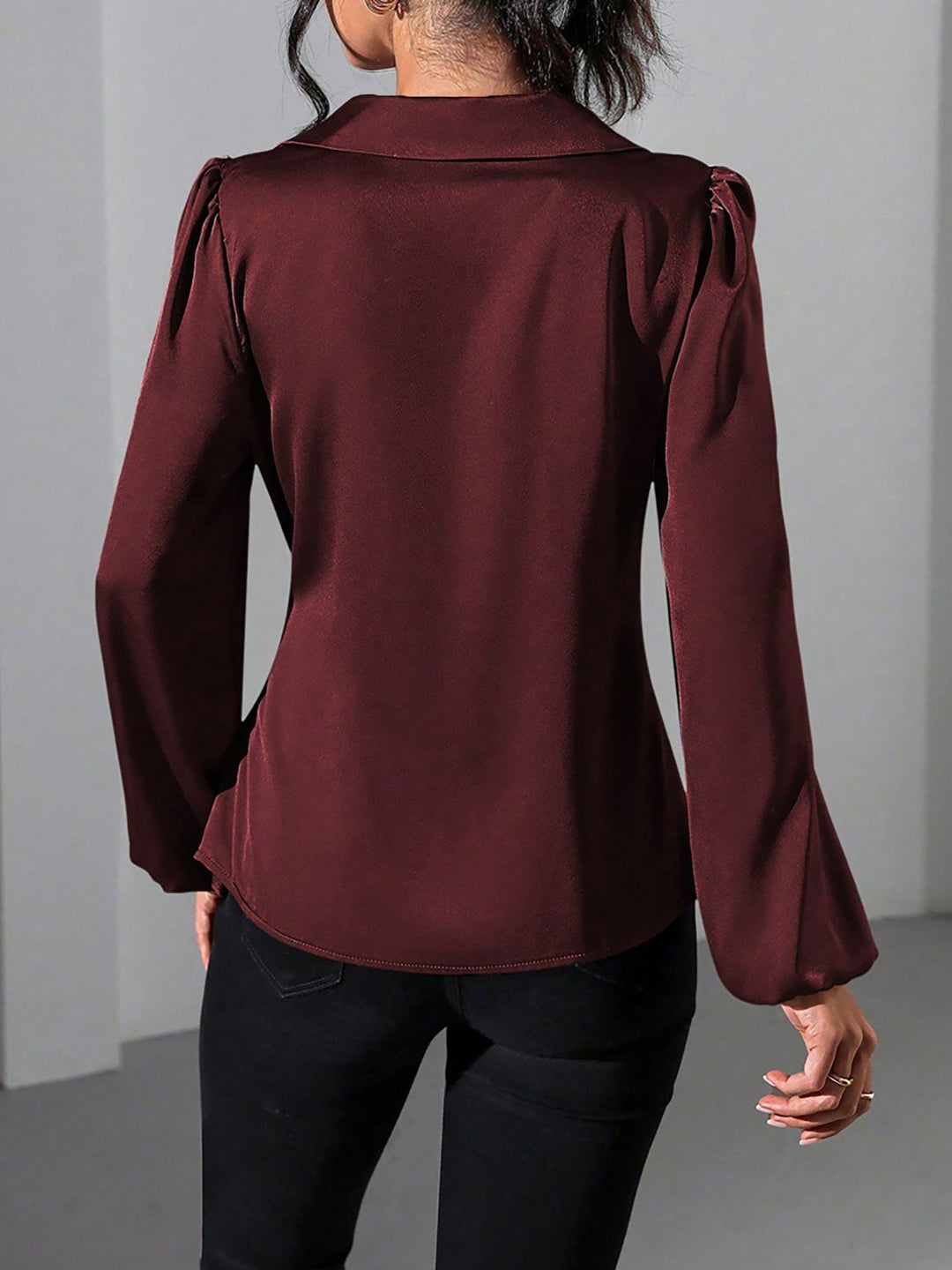 Satin Wrap Tie Blouse