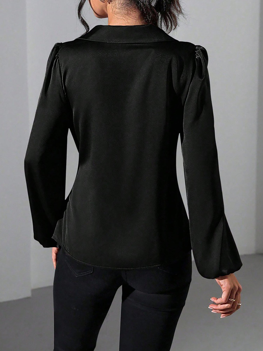 Satin Wrap Tie Blouse