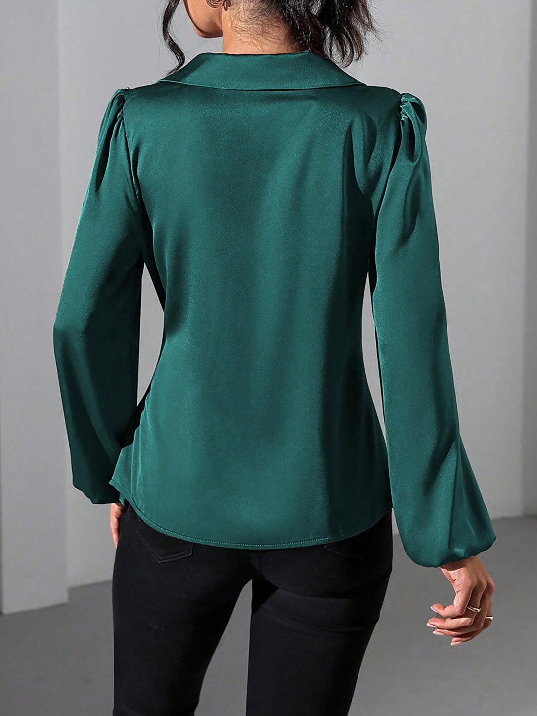 Satin Wrap Tie Blouse