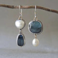 Vintage Blue Gem & Pearl Earrings