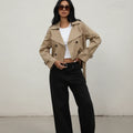Double-Breasted Cropped Trench Jacket for Women