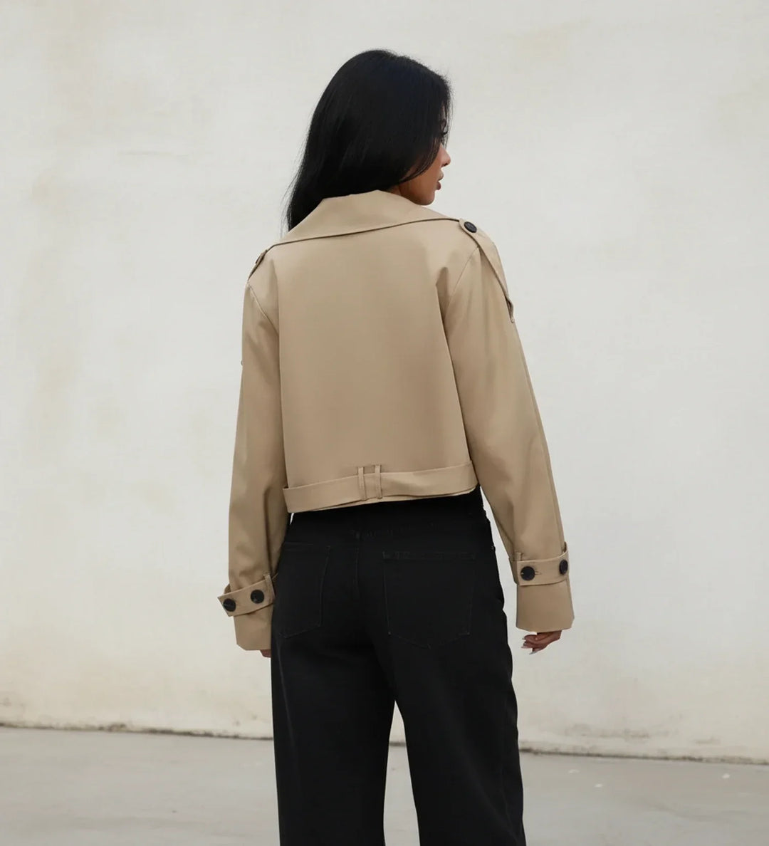 Double-Breasted Cropped Trench Jacket for Women