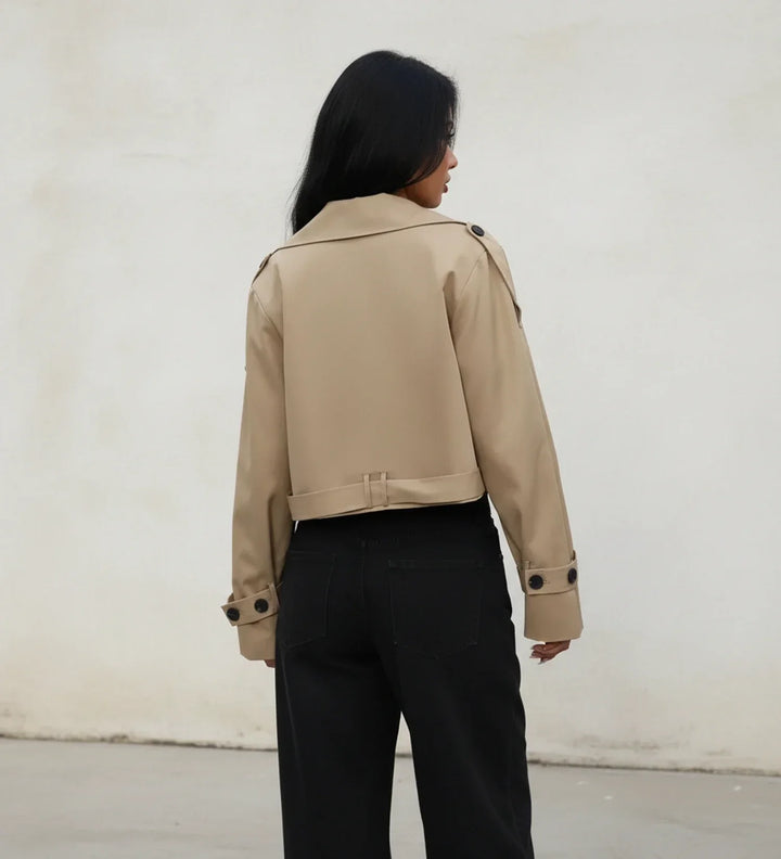 Double-Breasted Cropped Trench Jacket for Women