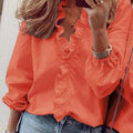 Women's Blouse Ruffle V Neck | Casual