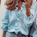 Women's Blouse Ruffle V Neck | Casual