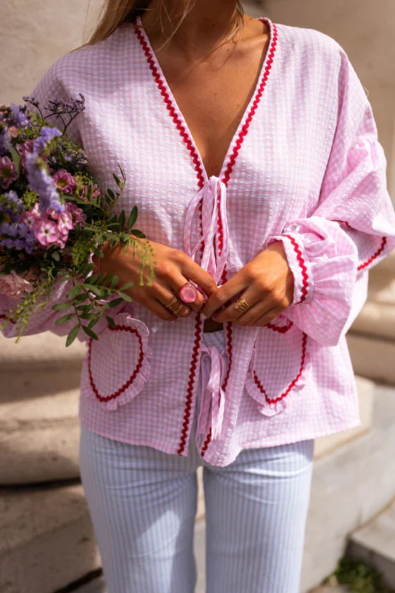 Women's Blouse Tie Front Detail  | Long Sleeve