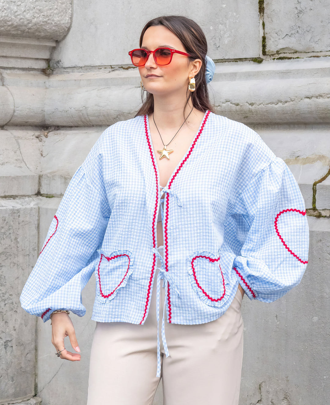Women's Blouse Tie Front Detail  | Long Sleeve
