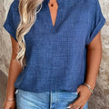 Women's V-Neck Blouse with Cuffed Sleeves | Relaxed Fit